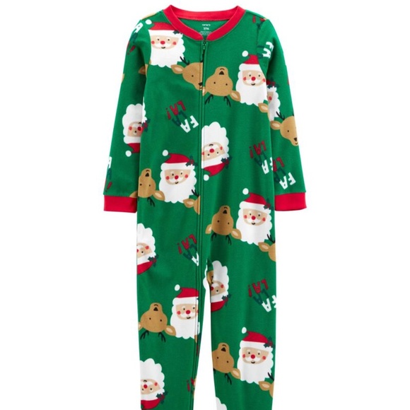 Carters Fleece Footed Pajama Blanket Sleeper Size 4 Christmas Santa - Picture 1 of 4